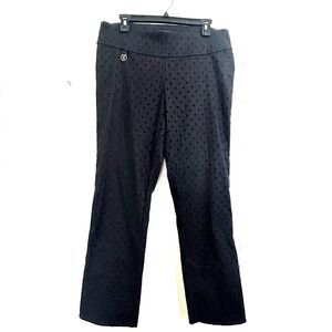 Raffinalla Gray Black Polka Dots Pull on Straight Ankle Pants Size 14 Stretch